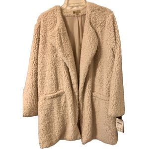 NWT Democracy Ivory Colored Faux Fur with Two Front Pockets